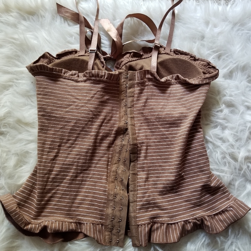 Vintage Connection 18 Brown Pinstripe Bustier Top - Picture 5 of 9